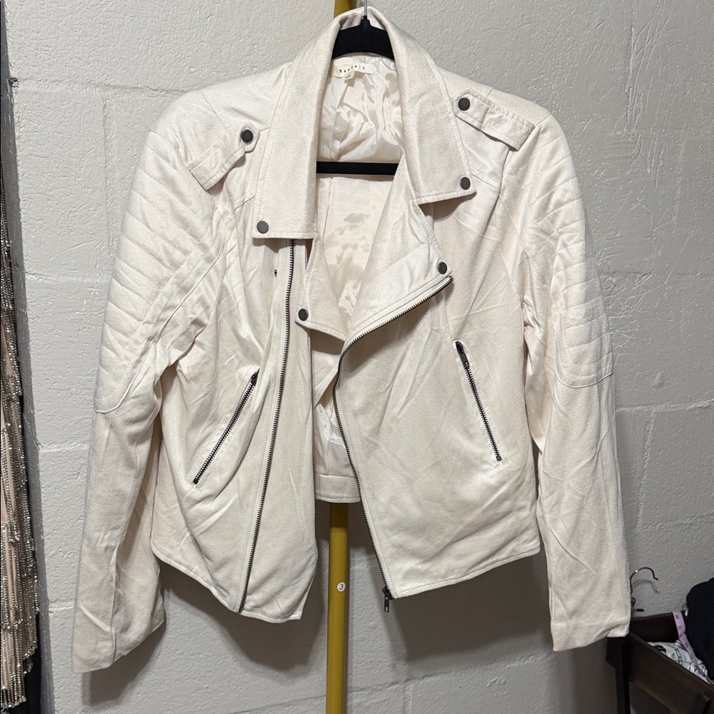 Womens Cream Moto Jacket - Unbranded